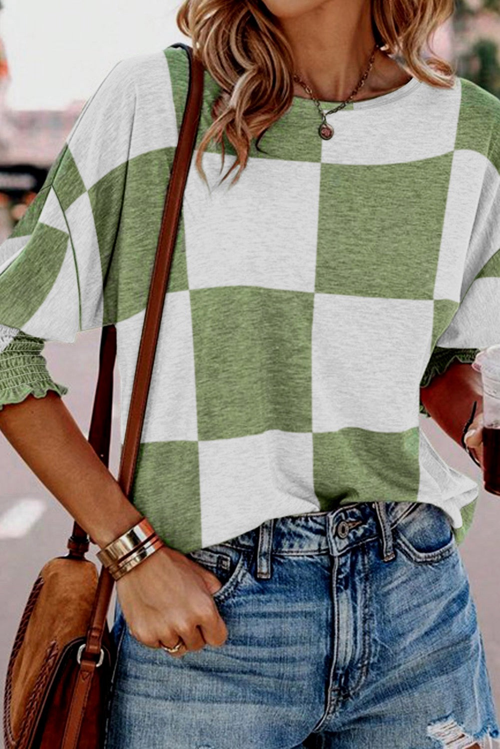 Green Checkered Top