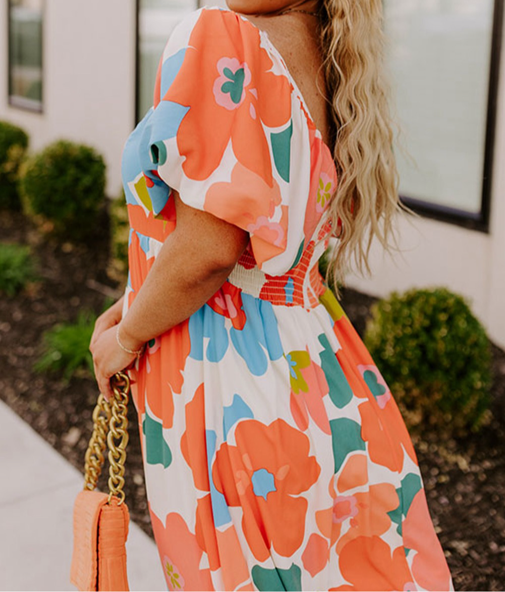 Curvy Orange Blossom Maxi Dress