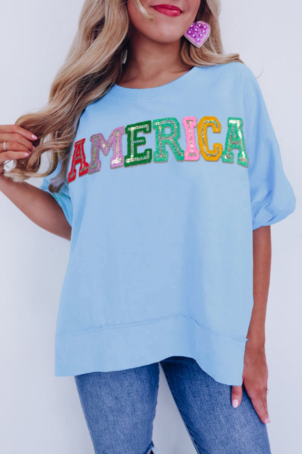 Blue "AMERICA" Patch Tee