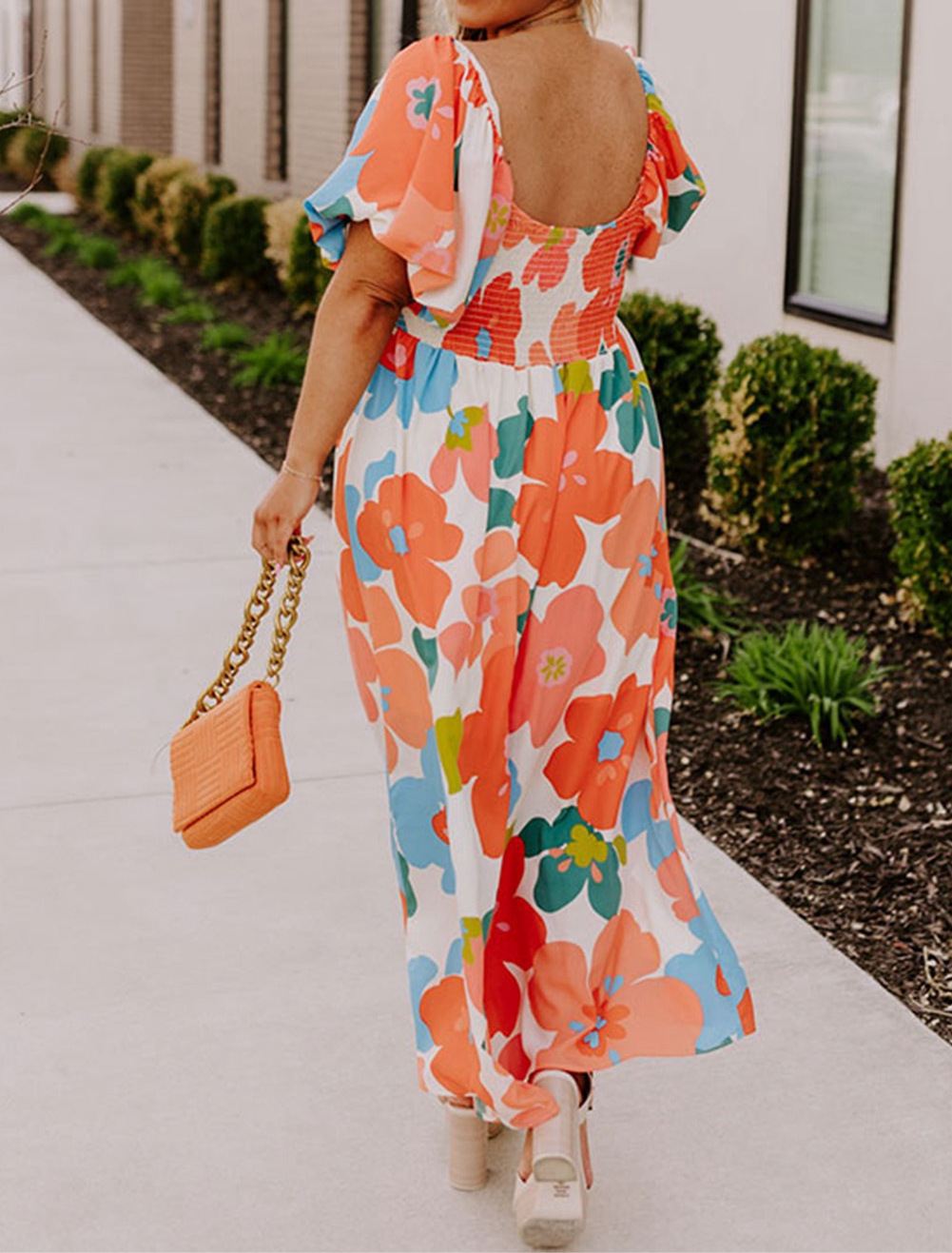 Curvy Orange Blossom Maxi Dress