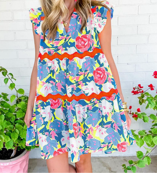 Floral Ric~Rac Dress