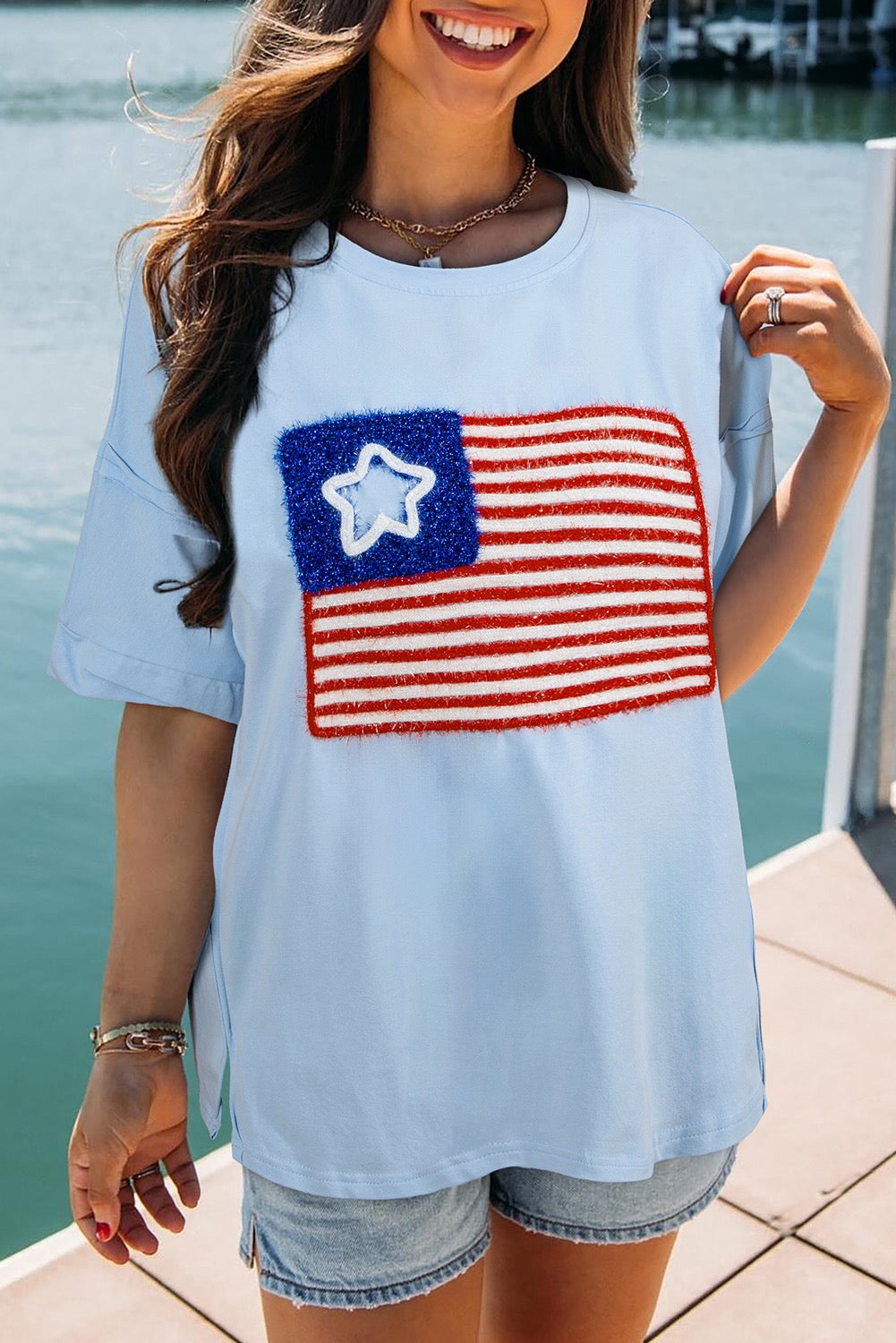 Blue Tinsel Flag Tee