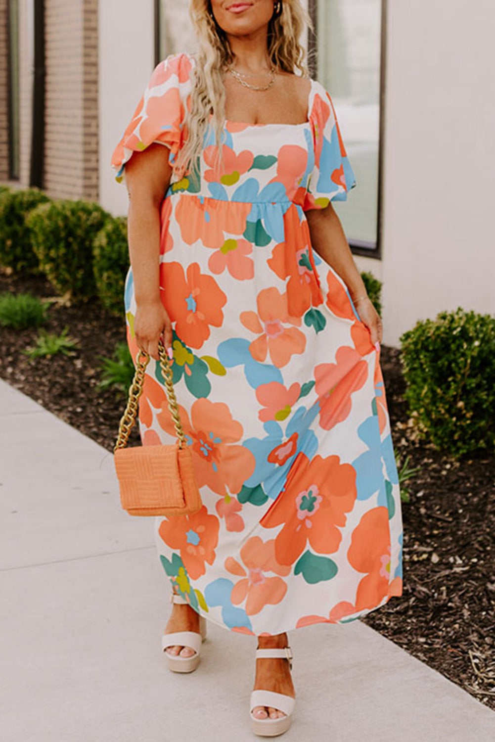 Curvy Orange Blossom Maxi Dress