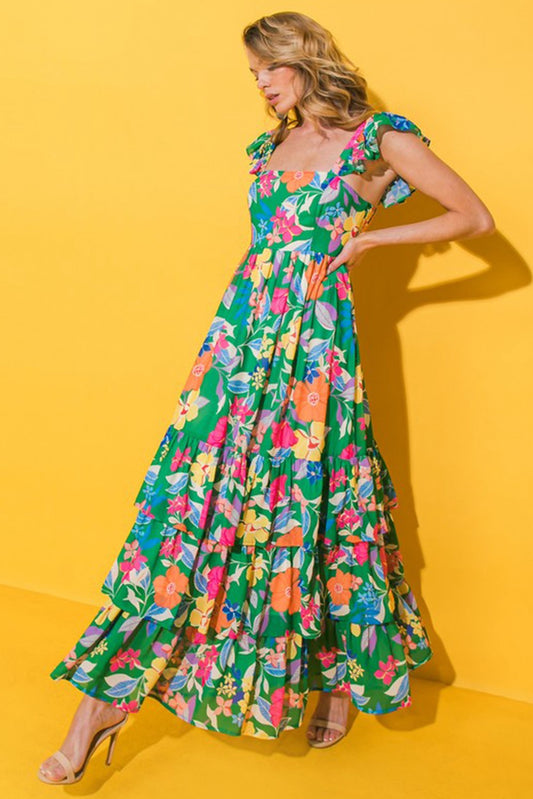 Green Floral Maxi Dress