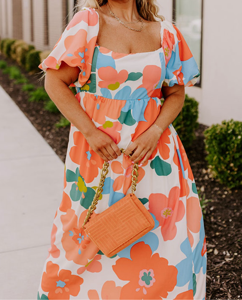 Curvy Orange Blossom Maxi Dress