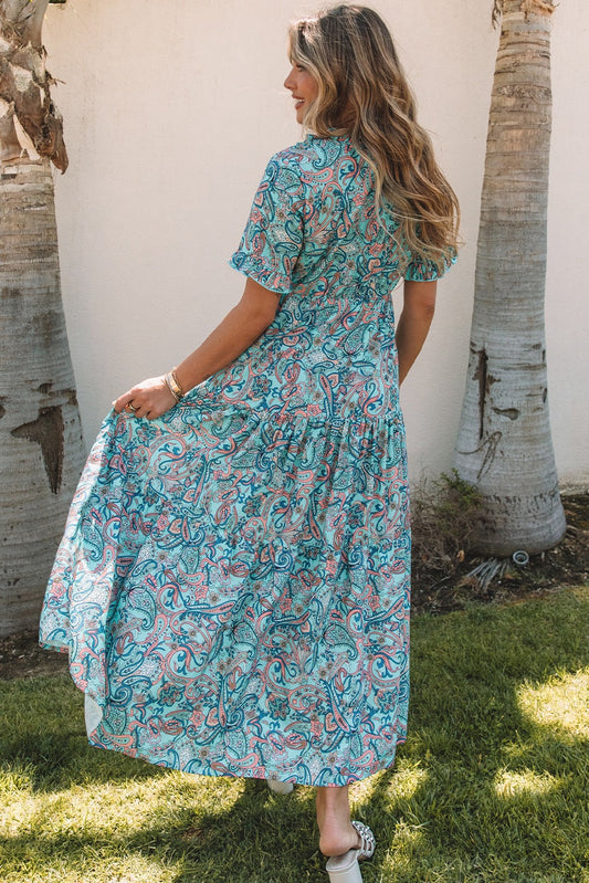 Sky Blue Paisley Maxi Dress