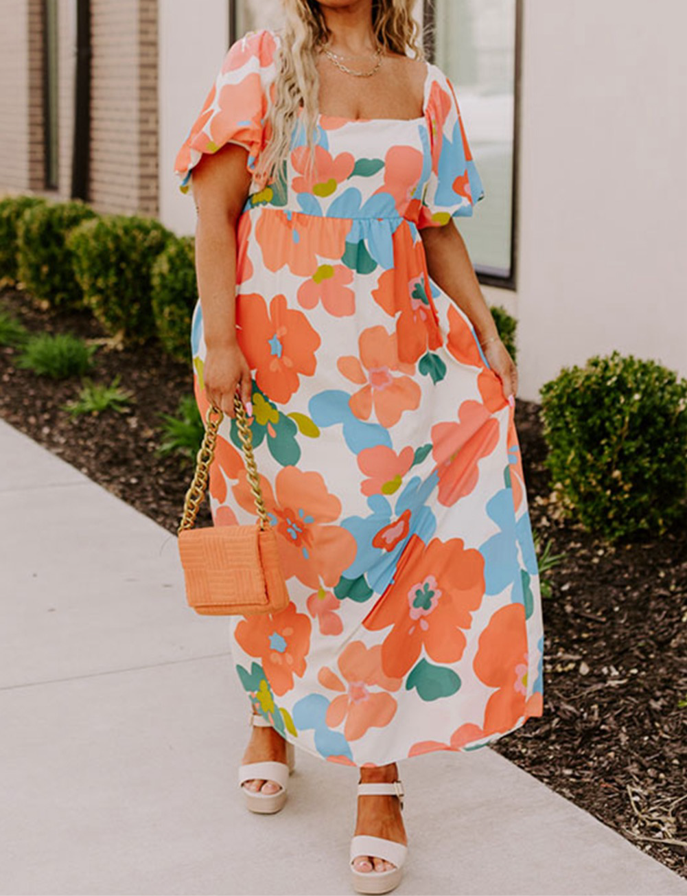 Curvy Orange Blossom Maxi Dress