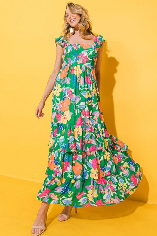 Green Floral Maxi Dress