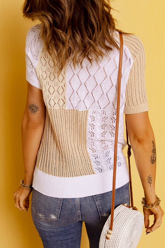 CLEARANCE: Apricot Knitted Color Block